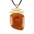 GelConnie Leather Necklace for Women Large Pendant Long Brown Necklace Circle Leather Choker Vintage Sweater Necklace Gold Chunky Boho Necklaces for Women - style: Brown Stone Necklace