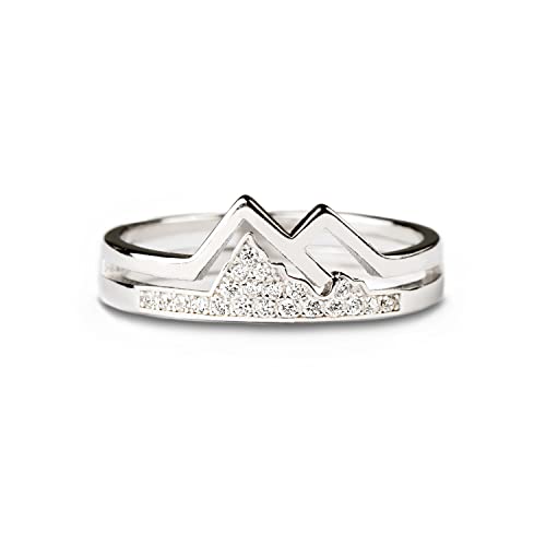 STORYJEWELLERY Mountain Ring, Western Rings for Women, 925 Sterling Silver Faith Ring, Silver Statement Rings, Christmas Gifts for Women - style: With Message Card for Lover