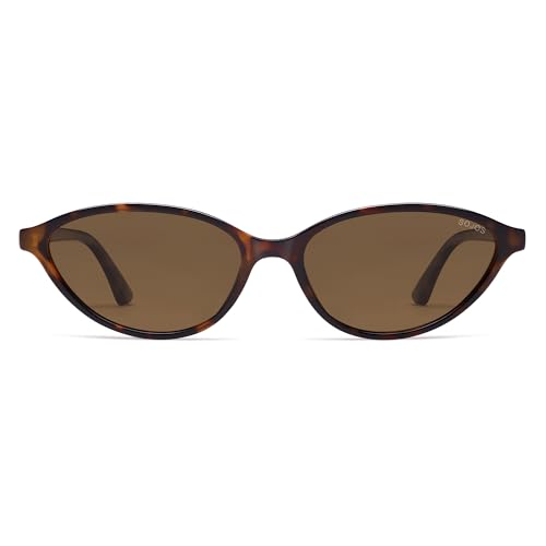 SOJOS Trendy Polarized Oval Sunglasses for Women Retro Chic 90s Shades Lightweight Sunnies SJ2656 - color: Tortoise Frame Brown Lens