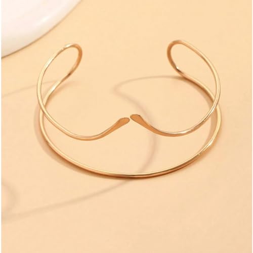 Long tiantian Gold Arm Cuff Upper for Women Bangle Bracelets Upper Arm Cuff Bracelet Trendy Armband Beach Jewelry Trendy Stuff Gifts - color: A8:gold Arm Cuff