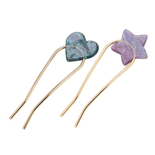 Mikinona 2Pcs Star Heart Hair Sticks for Women Stylish Hair Forks with Unique Design Smooth Surface for Gentle Grip for All Hair for Elegant Hairstyles