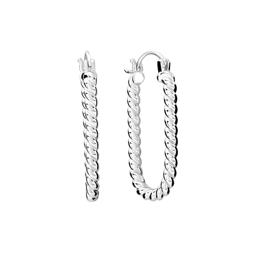 Amazon Essentials Plated Tailored Hoop Earrings - color: Silver, size: L: 1.34" X W: 0.11"