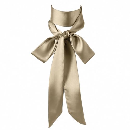 Long Thin Skinny Scarf Satin Neckerchief Ribbon Tie Waist Belt for Women - color: Champagne