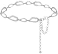 LIMHOO Women's Metal Waist Chain Belts Gold Silver Link Belt for Dresses - color: Square Silver, size: M: Length 120cm/47.2in