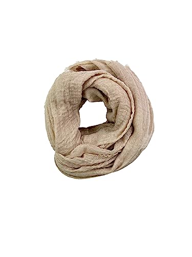 Humble Hilo Womens Woven Bohemian Style Gauze Scarf,Shawl, Head Wrap Fringed Edge Lightweight, Long Folds Small - color: Latte