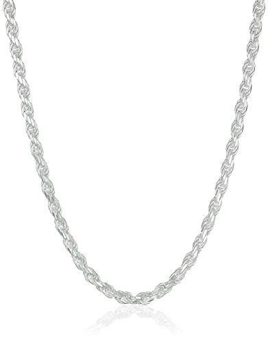 Amazon Essentials Sterling Silver Diamond Cut Rope Chain Necklace - color: Silver, size: 18"