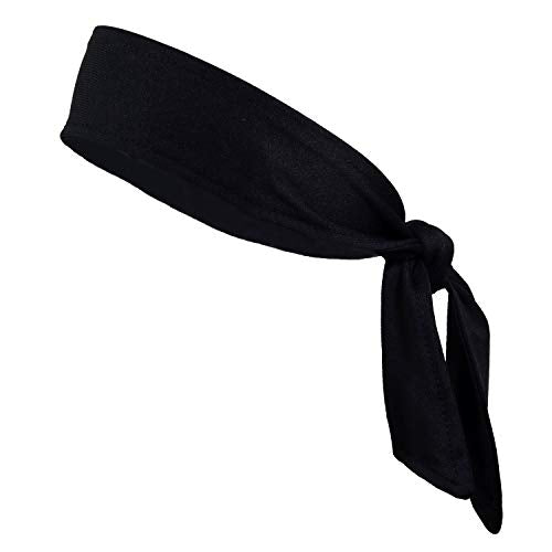 Headbands Tie on Headband for Women Men Running Athletic Hair Head Band Elastic Sports Sweat Basketball Sweatband Stetchy Yoga Workout Sweatbands Adjustable Non-Slip Moisture Wicking - color: Black