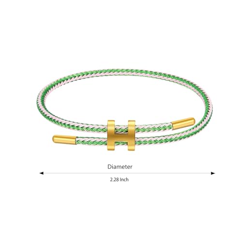 AIMADE Bracelets for Women Adjustable Charm Bracelet, 18k Gold-plated Buckle Design Titanium Steel Wire Rope Women's Gift Jewelry - color: pink-green