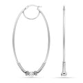 LeCalla 925 Sterling Silver Large Hoop Earrings | Lightweight Antique Bali Hoops | Two-Tone Bohemian Oxidized Balinese Earrings for Women - color: Oval BIG Bead-65mm