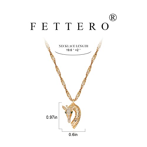 Fettero Animal Necklaces for Women 14K Gold Plated Charm Snake Necklace Elephant Bird Cat Butterfly Pendant Cute Dainty Necklace Jewelry - style: Giraffe
