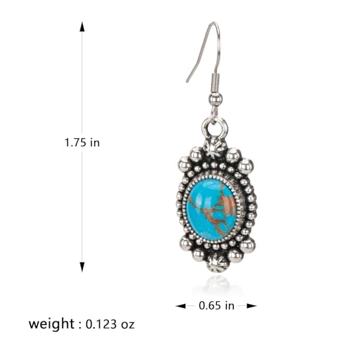 Rustic Couture's Western Earrings for Women Cowgirl Country Concho Dangling Western Statement Jewelry - color: P-Turquoise