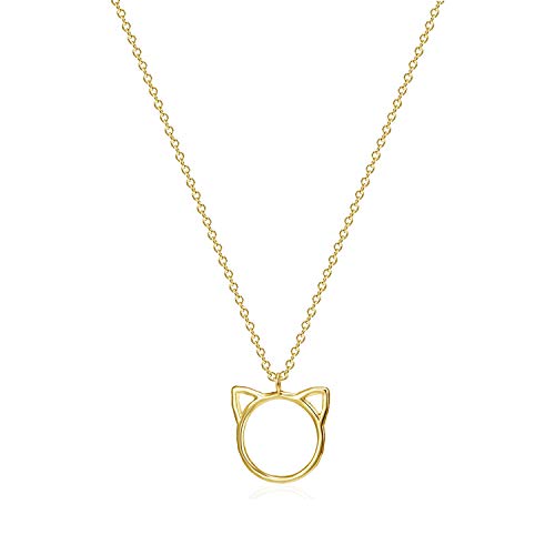 Fettero Animal Necklaces for Women 14K Gold Plated Charm Snake Necklace Elephant Bird Cat Butterfly Pendant Cute Dainty Necklace Jewelry - style: Meow Head