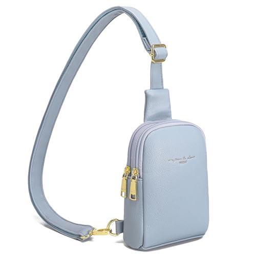 INICAT Women's Small Sling Bag, Lightweight Everyday Vegan Leather Crossbody Purse for Daily Essentials and Travel Light - color: Light Blue, size: Small
