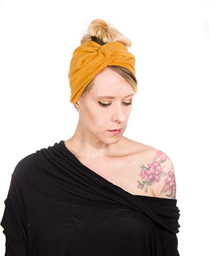 Twist Headband Extra Wide Scrunch Turban (Mustard Yellow) - color: Mustard Yellow