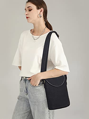 OPQRSTU Women's Retro Small Size Canvas Shoulder Bag Hippie Boho Crossbody Handbag - color: Black#2