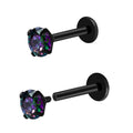 16G 18G Titanium Internal Thread CZ Stud Earrings Flat Back, Silver Black Tragus Helix Conch Cartilage Piercing Jewelry for Women Men 6mm 8mm 10mm Labret Studs 2PCS - color: Black, 16g, 7mm bar, 5mm RQ CZ