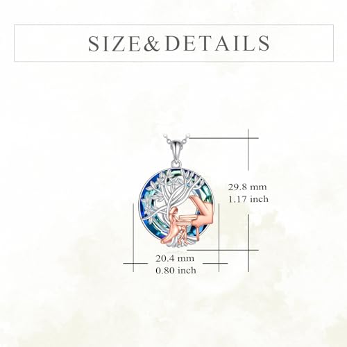 YFN Tree of Life Necklace Sterling Silver Crystal Jewelry Graduation Birthday Gifts for Women - color: Piano