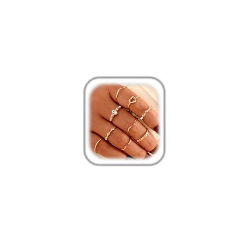 Boho Stackable Rings for Women Trendy Knuckle Joint Finger Knuckle Nail Ring Sets Simple Star Moon Stack Preppy Statement Rings Cute Stuff - style: E-5