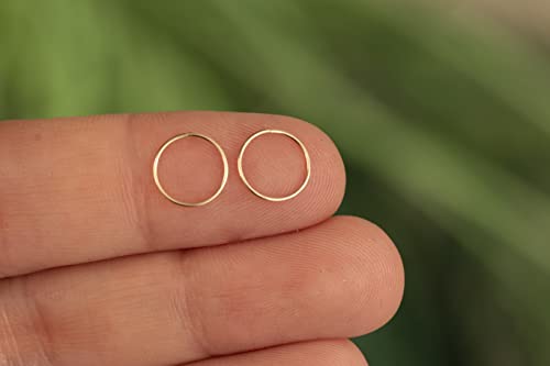 Gold Hoop Earrings Silver Hoop Earrings - Hoop Earrings For Women Two Pcs Of Thin Gold Filled Sterling Silver Hoops, Helix Hoop, Tragus Ring, Cartilage Hoop - color: Gold, style: 7mm 24 gauge / 1 pair