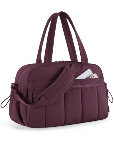 BAGSMART Gym Bag for Women, Duffle Bag for Travel with Wet Pocket, Lightweight Carry on Weekender Duffel, Water Resistant - color: Cherry Red, size: Medium