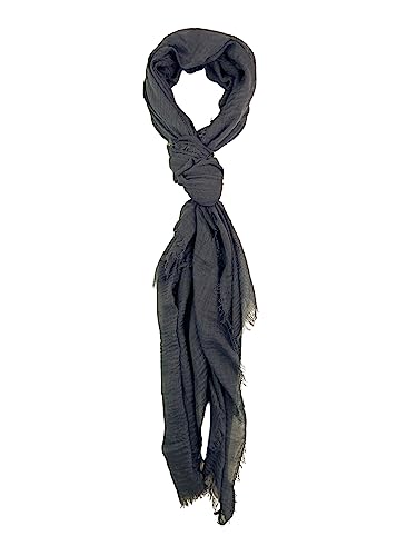 Humble Hilo Womens Woven Bohemian Style Gauze Scarf,Shawl, Head Wrap Fringed Edge Lightweight, Long Folds Small - color: Dark Grey