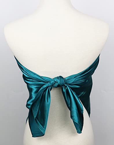 vabovin Satin Head Scarf for Women Solid Color, 35×35 in | Silk Feel Neckerchief, Hair Scarf, Fashion Bandana, Headscarf, Headband, Hair Wrap Sleeping, Daily Fashion Styling - color: 209 Teal