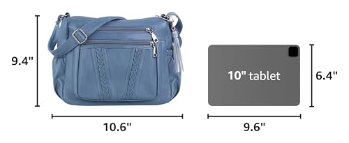 ELDA Crossbody Bags For Women Pocketbooks Soft PU Leather Purses and Handbags Multi Pocket Shoulder Bag - color: Blue