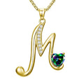 Birthday Gifts for Women 18k Gold Initial Necklaces for Women Simple Alphabets Letters with Birthstone Pendants Name Jewelry Anniversary Wedding Gifts for Sister Daughter Her (with Gift Box) - color: 06-Jun-Alexandrite, style: Letter M