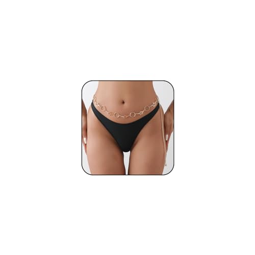 Gold Star Waist Chain Belt for Women Boho Sun Starfish Bikini Jewelry Festival Rave Outfits Waterproof Belly Body Chain - style: Star and Circle