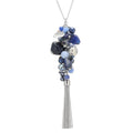 Noessla Boho Long Pendant Necklaces for Women Silver Tassel Long Necklace Sweater Chain Mothers Day Gifts Silver Costume Jewelry for Women - color: Dark Blue