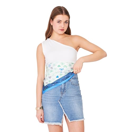 dscarf Womens Neck Scarf 21"x21" Small Square | Headband Scarf Ethnic Bandana Head Scarf Flowering Breathable Lightweight - color: Clover Design