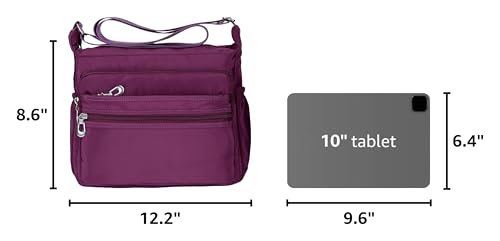 NOTAG Crossbody Bag for Women Waterproof Shoulder Bag Messenger Bag Casual Nylon Purse Handbag - color: Purple-l