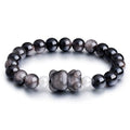 Beaded Bracelets for Women, Black Obsidian Money Attraction Bracelet, 8mm Healing Relax Anxiety Luck Crystal Bead Bracelets, Adjustable Jewelry Feng Shui Stretch Bracelet Cat Lover Gifts for Women Men - color: Black Bear