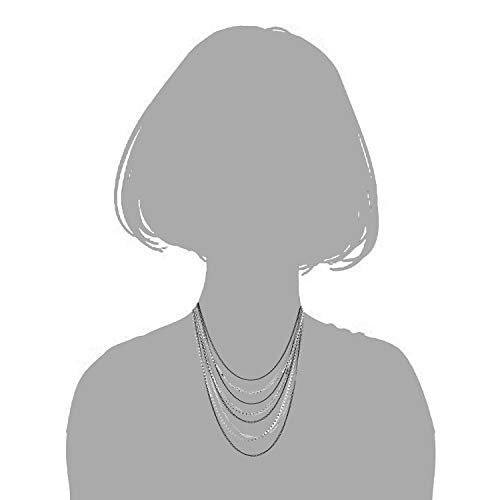 Waterfall Multi-Strand Chains Statement Collar Necklace with Rhinestones Chains, Dress - color: A-Metal Color: Silver & Black