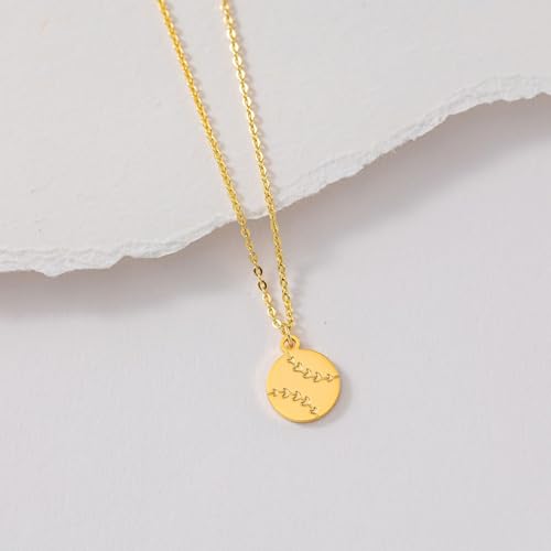 VRIUA Gold Necklace for Women - 14K Gold Plated Dainty Italian Horn Star of David Butterfly Bow Sun Lotus Volleyball Baseball Cowboy Boots Necklace Jewelry Everyday for Women - style: Baseball