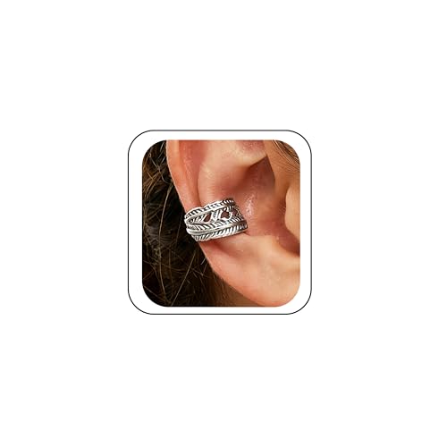 Gothic Ear Cuffs Helix Cartilage Clip on Goth Ear Cuff Stainless Steel Hypoallergenic Earrings for Women Men Non Piercing Gold & Silver Fake Earring Lightweight Punk Jewelry Gift - color: K7-Edgy Design Silver 3