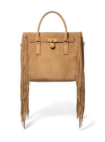 Michael Kors Women's Hamilton Satchel - color: Antique Gold-tone Hardware/Fringe Suede/Husk