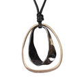 GelConnie Leather Necklace for Women Round Wooden Pendant Long Leather Choker Vintage Sweater Necklace Gold Chunky Boho Necklaces for Women - style: Black Teardrop Necklace