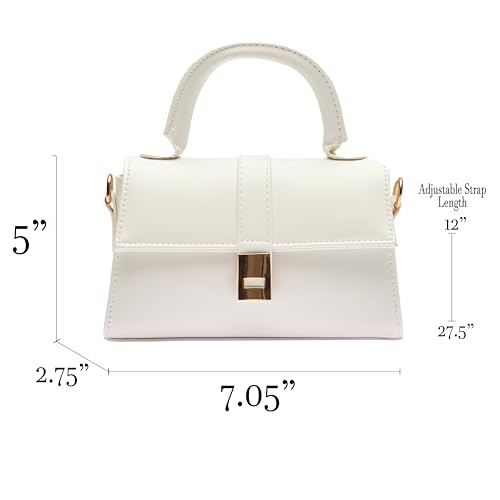 MOON CANTA Mini Crossbody Bag for Women – Small Faux Leather Shoulder Purse with Gold Lock, Elegant Design for Daily Use - color: White