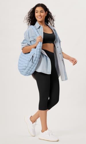 ODODOS Quilted Carryall Tote Bag for Women Crossbody Hobo Lightweight Padding Shoulder Bag - color: Light Blue