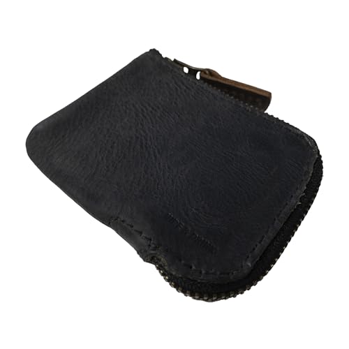 Hide & Drink, Full Grain Leather Zippered Card Wallet for Men and Women, Coin Pouch, Money Holder, Pocket Organizer, Handmade, Charcoal Black - color: Charcoal Black