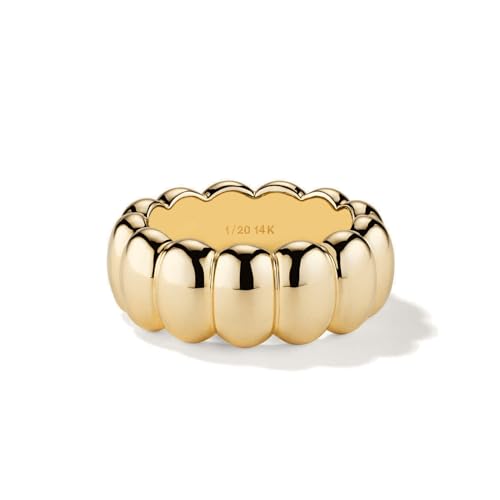 NOKMIT 14K Gold Filled Chunky Statement Rings for Women Cute Puffy Dome Croissant Thumb Band Non Tarnish Comfort Fit Size 5-10 - color: A-Gold
