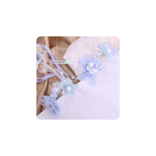 Artificial Flower Crown Headband for Women Girls – Boho Floral Wreath Halo for Weddings, Photoshoots, Festivals, Birthdays, and Costume Parties (Blue Flower, Adjustable) - color: Blue Flower
