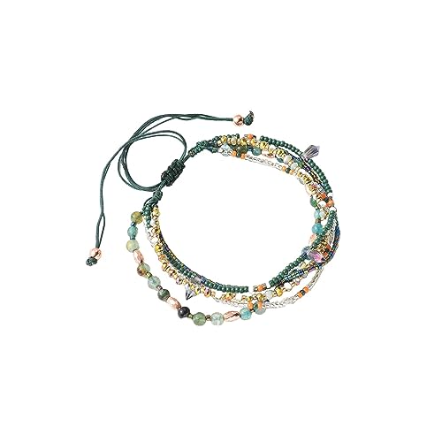 Fuqimanman2020 Boho Braided Beaded Ankle Bracelets Handmade Adjustable Beach Wrap Bracelet Draw String Anklets Bracelets Gifts for Women - color: Green