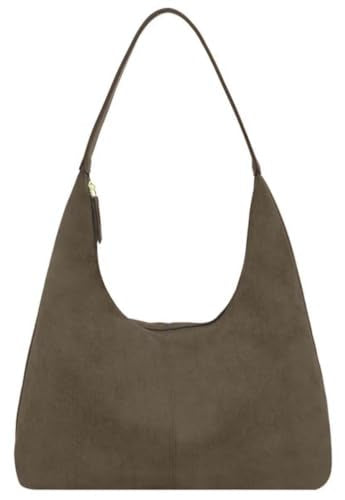 Women’s Trendy Suede Tote Bag Shoulder Bags For Women Fall Underarm Bag Winter Hobo Bag Work Purses Suede Travel Handbag - color: Armygreen