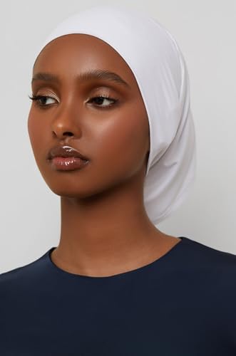 Women Under Scarf Hijab Cap Undercap Headwrap Scarf Stretch Tube Neck Cover - color: White