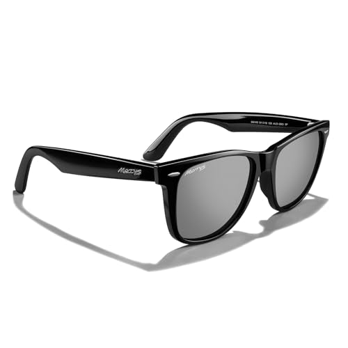 MERRY'S Classic Square Shape Polarized Sunglasses for Womens Mens Retro Designer UV400 Sun Glasses S6140 - color: Black Frame/Silver Mirror Lens