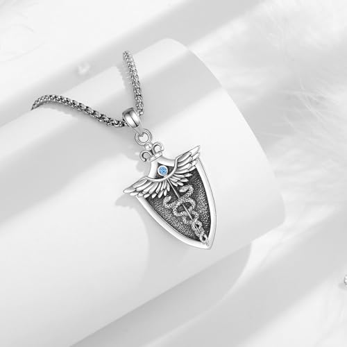 INFUSEU Mystical Hecate Triple Moon Goddess Necklaces, Divine Feminine Protection Gifts - style: Caduceus