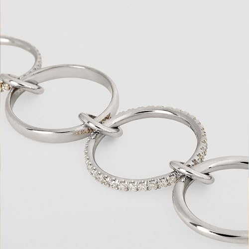 SLOONG Gold Stackable Rings for Women Non Tarnish, Dainty 18K Gold Plated Cubic Zirconia Rings, Silver Rose Gold Rings Set, Multi Ring Mixed Metals Stackable Ring Set for Women - style: 4PCS Silver