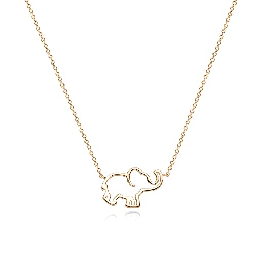 Fettero Animal Necklaces for Women 14K Gold Plated Charm Snake Necklace Elephant Bird Cat Butterfly Pendant Cute Dainty Necklace Jewelry - style: Elephant / Gold